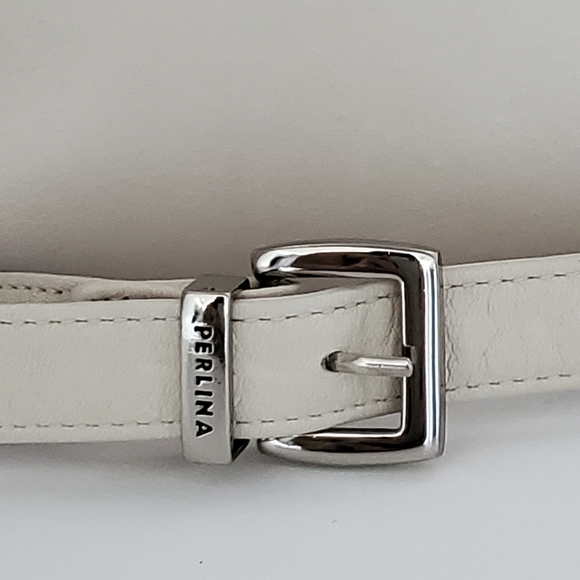 Perlina New York Logo Soft Cream Leather Crossbody Bag - Picture 4 of 10